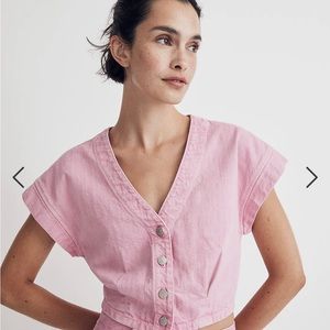 Madewell Denim Cap Sleeve Crop Top
